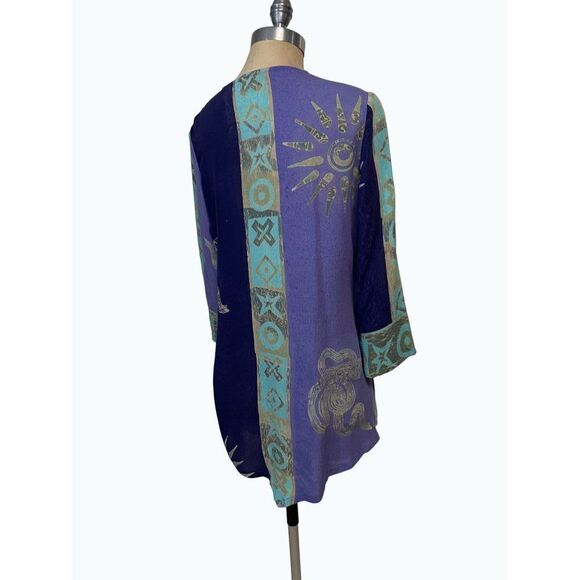 Soft Surroundings Wrapped Tunic Top V Neck 3/4 Sleeve Multicolored Rayon XS - Picture 4 of 6